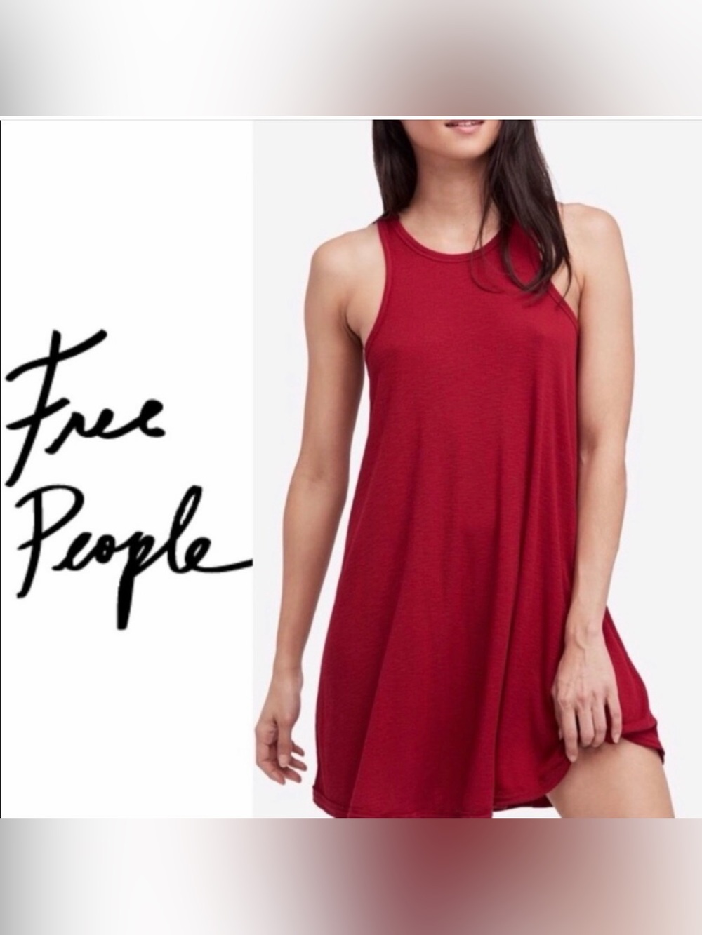 FREE PEOPLE BEACH Med LA
Nite Ribbed Knit Swing
Tank Dress Beach Burgundy Red
